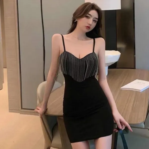 프린지 체인 슬립 스커트 여 여름 야상 여장 여성 숍 포프 스커트 나이트 본점 원피스Z