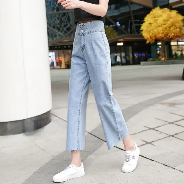 뷰티영 하이 웨이스트 진 여 Tn 쪼금 다리 여름 통 작은 키 드롭 느낌 슬랙스 팬츠