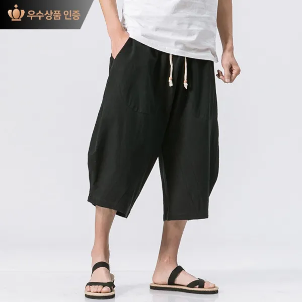 유블리 남성반바지 5부 7부 8부 린넨바지 시원한 여름팬츠 허리밴딩 고무줄바지 Uv214317sb 탄탄