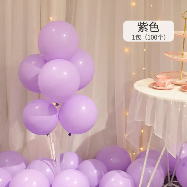마카롱 풍선 어린이 생일 장식 파티 레이아웃 아치 웨딩 룸 매듭 웨딩 그물 레드 핑크 풍선 농축 마카롱 보라색 100 장 두껍게 선물 보내기 