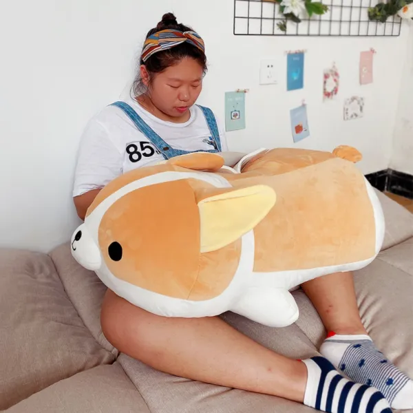 패브릭 귀여운 강아지 코키 안고자는 애착 인형 베개 쿠션 선물 80cm 뚱뚱이 Cm