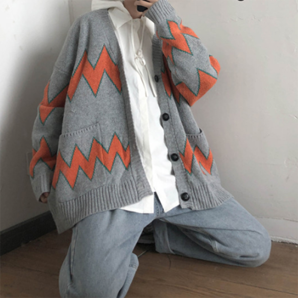 남자 가디건 겨울 긴팔 오버핏 그레이qt2310