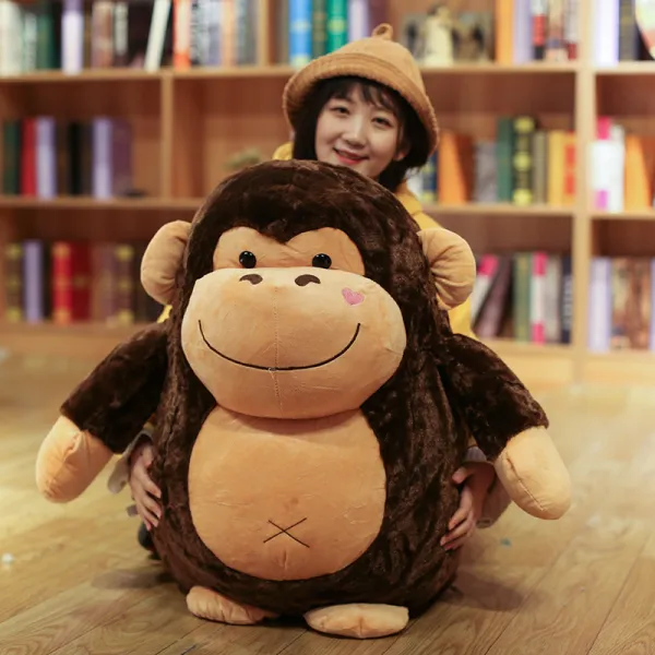안고자는 대형 말랑 모찌 푹신한 대두 고릴라인형, 킹콩 원숭이 입상-브라운 + 45 센치 메터cm
