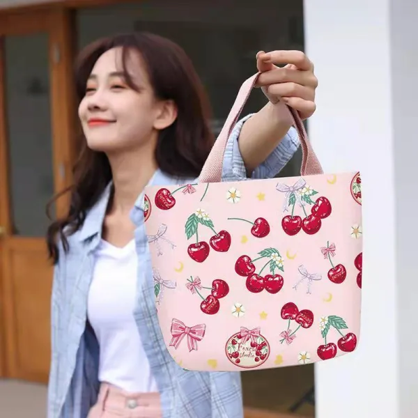 캔버스 가방 여 봄여름 오리지널 디자인 캐릭터 클러치 도시락 가방 여성, 체리가 자유롭다