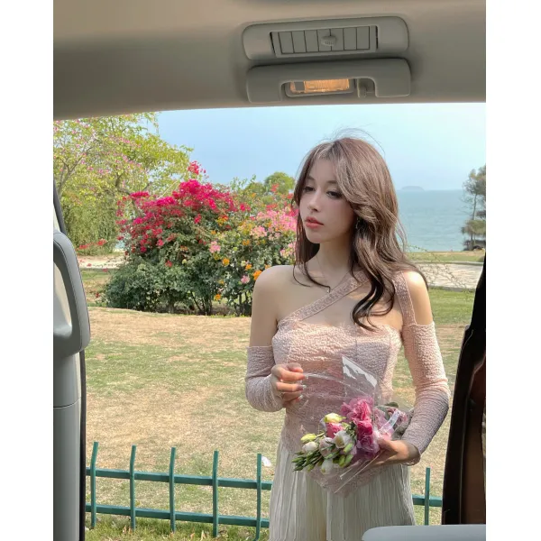 일곱 비스 아가씨 마음을 사로잡았다 방화를 했다 범함 스트랩 얇은 디자인 감각 여성 보이핏 볼륨