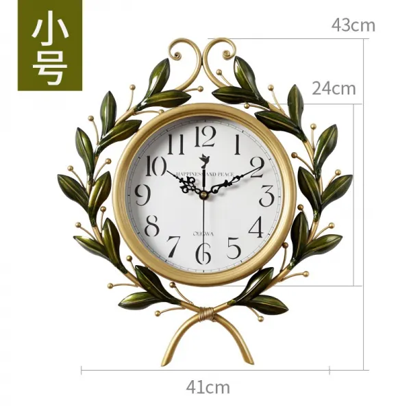 미국의 분위기 벽 시계 목회 창조적 인 예술 시계 거실 음소거 성격 패션 홈 장식 벽 시계, 16 인치 + (S) 43cm * 41cm 클래식 올리브 브랜치 +