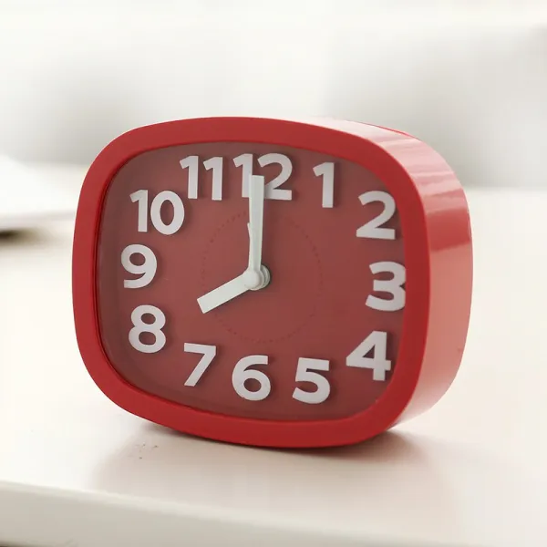 휴대용 학생 아이디어 기상 알람 여고생 귀여운 침실 테이블 시계 어린이 잠자는 게을러서 난리법석Z, 타원 적색