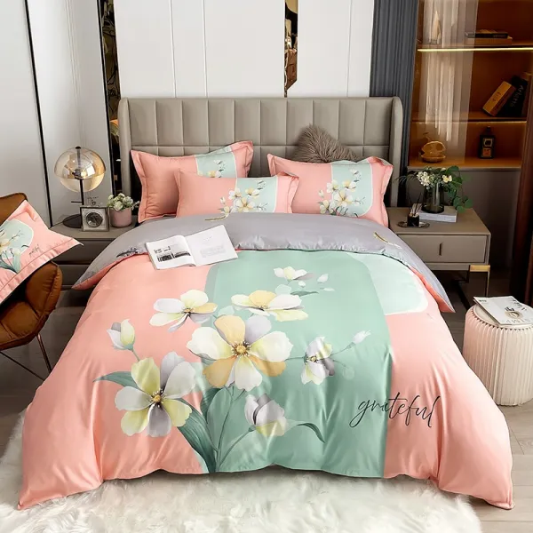ZZJJC 면 4종 세트 순면 사선 프린트 싱글 침구 이불 세트 선물 34종세트, 여름꽃처럼 생기다., 2.0m 침대(이불커버 220*240cm 시트 245*