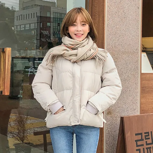굿앤리치글로벌 오리털숏패딩 CHUU 여성 겨울폼 학생 화이트 덕다운 작은 키 스타일리쉬 방망이 납득함