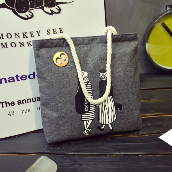 에코숄더백 일한 식 단아한 숲 배우다 제기함 스윗 캔버스 가방 여성 어깨 서투르다 구매함 주머니 물건 큰 용모