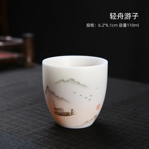 화이트 자기 찻잔 마스타컵만 컵 잔 수작업 도자기 페인팅 궁푸차 구차를 음미하는 차그릇, 쪽배놀이 자