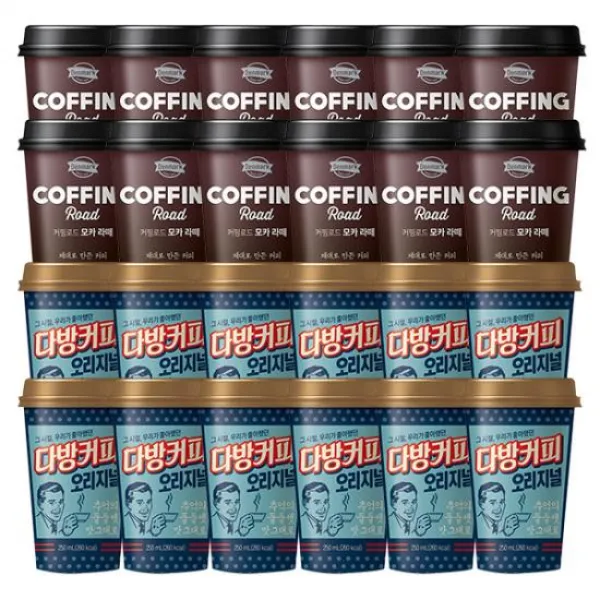 덴마크 커핑로드 모카라떼 300ml 12개 + 소와나무 다방커피 오리지널 250ml 12개 1개
