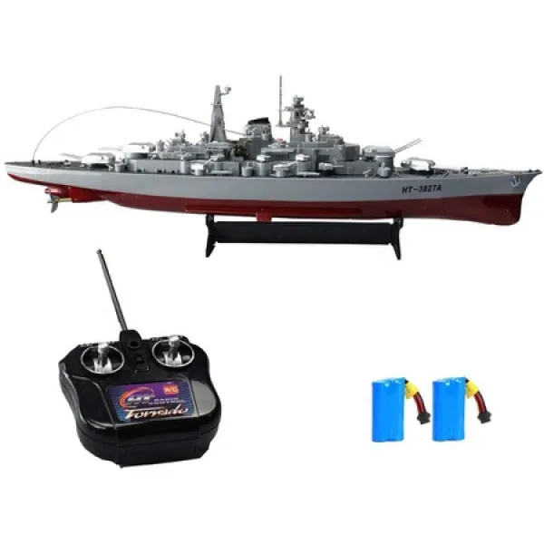 JUMRO RC 보트 1 : 360 리모콘 어뢰 보트 2.4Ghz 4CH 군사 전함 장난감 RC 전함 항공 모함 속도 : 6Km H, One Color