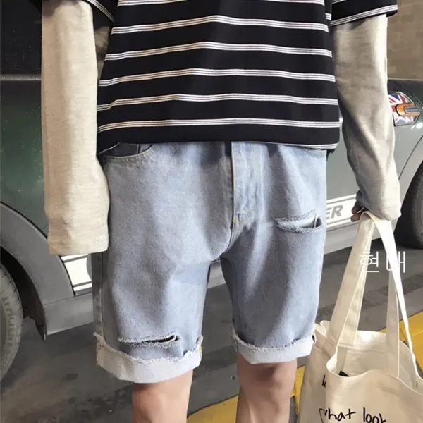 Qw 190627남성 빅 사이즈 데님 슬랙스여름캐주얼 바지 신상a03