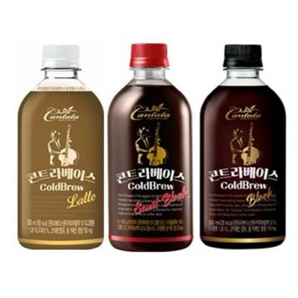 칸타타 콘트라베이스 콜드브루 블랙4개+라떼4개+스위트아메리카노4개 500ml 총12개, 12개