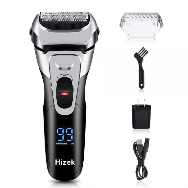 Hizek 면도기 USB 빠른 충전 LCD 디스플레이 체모와 수염 스타일 방수 디자인 팝업과 남성 남성 전기 면도, none, 상세페이지참조