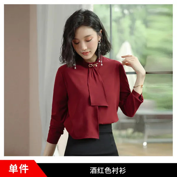 긴팔 눈방 블라우스 여한범 신춘추 트렌디 빅사이즈 셔츠 오피스룩