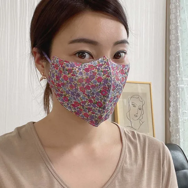 [미스블혹] 중년여성 사이즈 큰 여름 인견 안감 매쉬 꽃 천 마스크