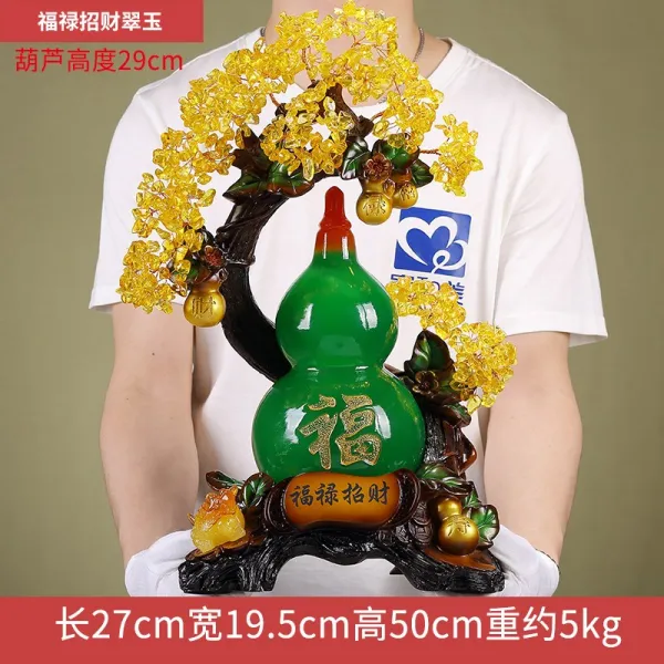 인테리어 큰사이즈 라지 마네키 조롱박 공예품 풍수 덕택이다 녹봉 독창적 실내 거실 서재 술장, JC 특대사이즈 대 옥색 우드 내막