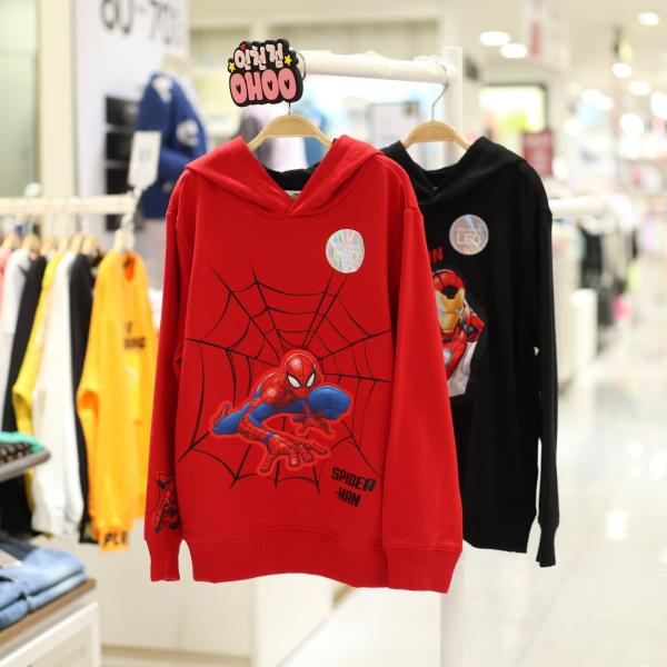 오후 50% Big Sale!! 가성비 갑!!! Led 불빛으로 생동감 넘치는 아이언맨과 스파이더맨으로 인싸등극! 너무 멋져!! 마블 반짝이는 엘이디 후드 티셔츠