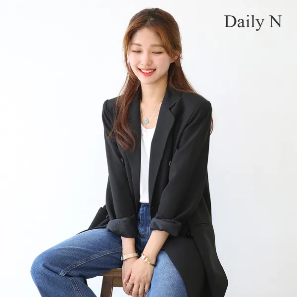 데일리앤 여성용 오버핏 더블 롱 자켓