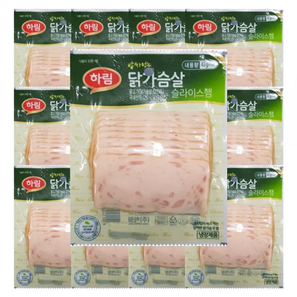 [퀴클리몰] 하림 밥싸먹는 닭가슴살 햄(43gx12개), 43g, 12개