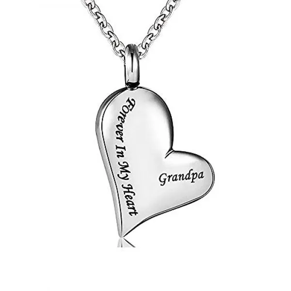 [MemoryU] Always in My Heart 인간의 유골을위한 화장 보석 기념품 사랑하는 사람의 기념비 항아리 목걸이 애쉬 보석 (할아버지)