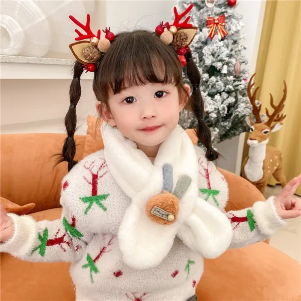 엔젤트레이드 아동털목도리 겨울 가을 크리스마스 어린사슴 모조달토끼털 남동 트렌드