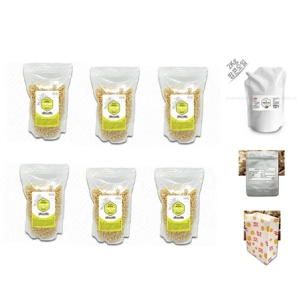 팝콘 재료 세트 P-3 (약 200명분 - 팝콘옥수수 6kg + 팝콘오일 2kg + 팝콘소금 150g + 팝콘봉투 200장), 상세페이지 참조