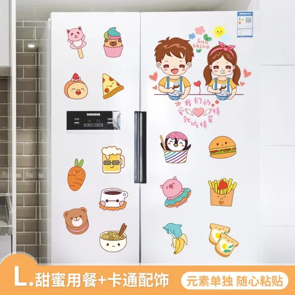 냉장고 애니메이션 벽 그림 구궁격 큐트 따르다 마음에 와 닿다 거실 가능 제거 인테리림 L타입 스윗 식사 _애니메이션 액세