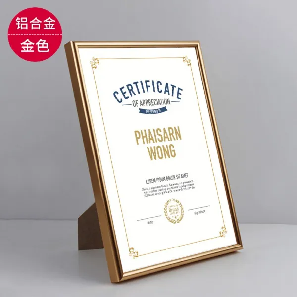 서류받침대 알루미늄합금 액자 진열대 벽걸이 증명서액자 권리 졸업 프레임, T04-금
