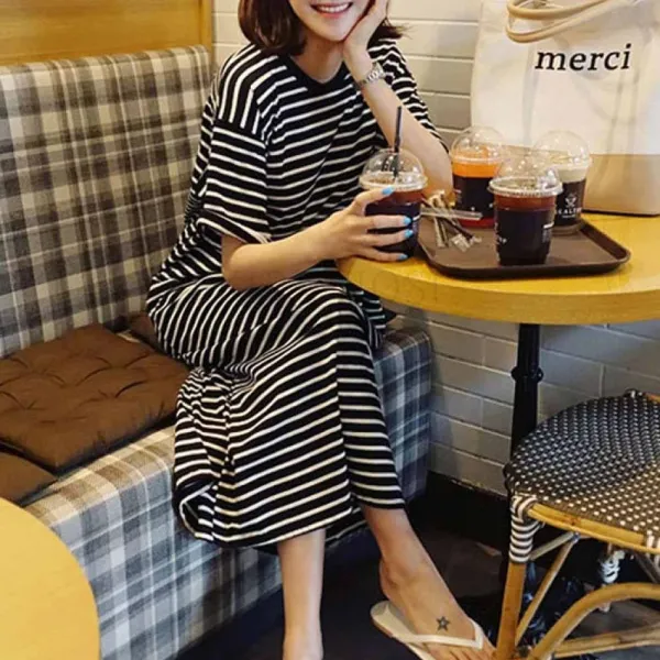 kirahosi 지디 6 여성 롱티 원피스 롱티셔츠 여름 빅사이즈 면티셔츠 80 + 스마트스트랩 증정 CCbl3xa