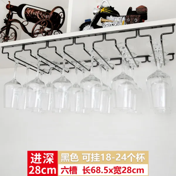 와인랙 블랙 304스텐레드 술잔 와인잔 가정용 컵걸이대 컵홀더 매달림 선반, T15-육구장 68.5* 넓이 28cm스테인레스 전기도금 블랙