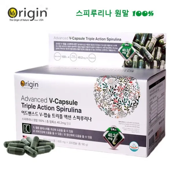 어드밴스드 V-캡슐 트리플 액션 스피루리나 피부건강 항산화 스리루리나원말 엽록소 활성산소 콜레스테롤관리 영양제