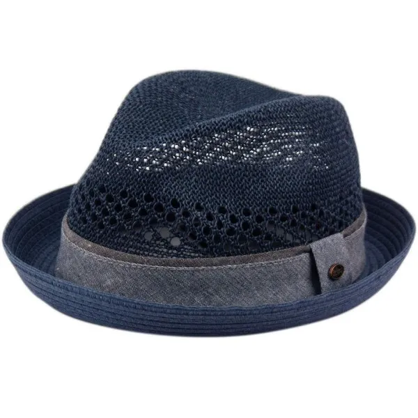 신기원 모자 남성 여름 페도라 쿠바 스타일 상승세 짧은 모자 챙 모자 (L / XL F2804NAVY)