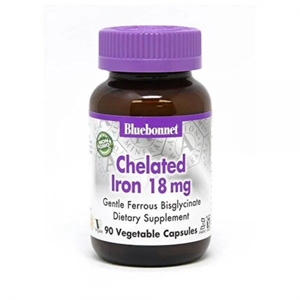 블루보넷 Bluebonnet Chelated Iron 18mg 적혈구 생식 철 건강 킬레이티드 아이언 세포, 1개