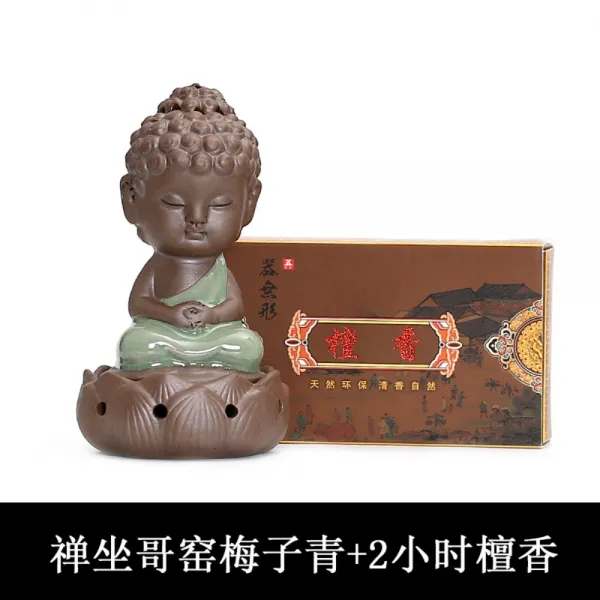 인센스홀더 단향홀더 세라믹 스틱홀더 향홀더 석가모니 관세음보살 실내장식, 타 가마 매화 그린 + 백단