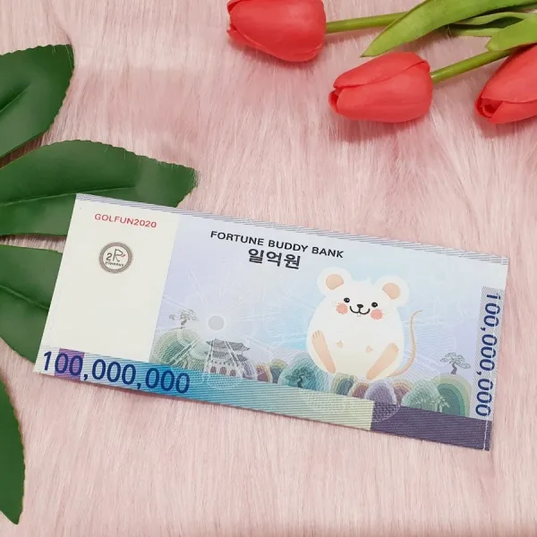 [뽀찌버디나비]골프악세사리 지폐방수지갑 신사임당 외 4종 2장 1세트, 1억원