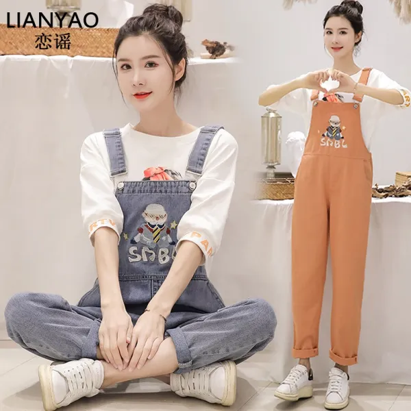 싱푸리 데님 바지 멜빵바지 일자바지 연예인룩 커플 개강룩 시밀러룩