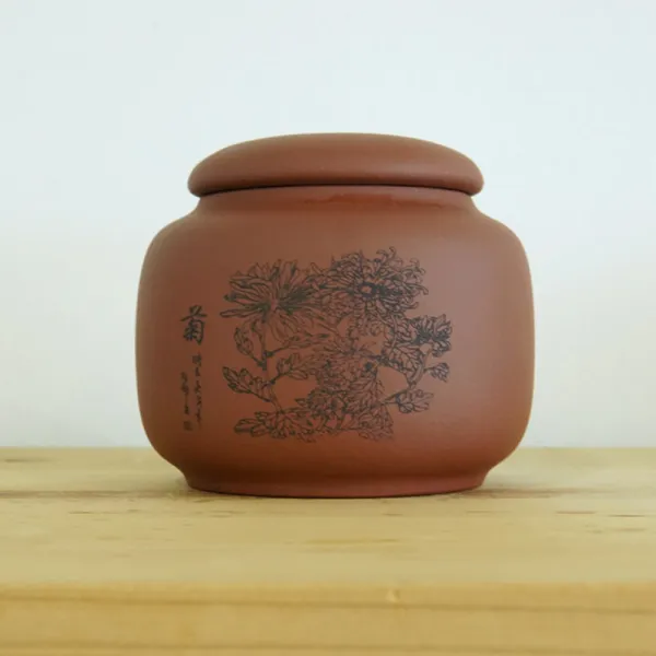 공부차 NO.24 사군자 차엽관 자사차통 매난국죽차통, 국, 1개
