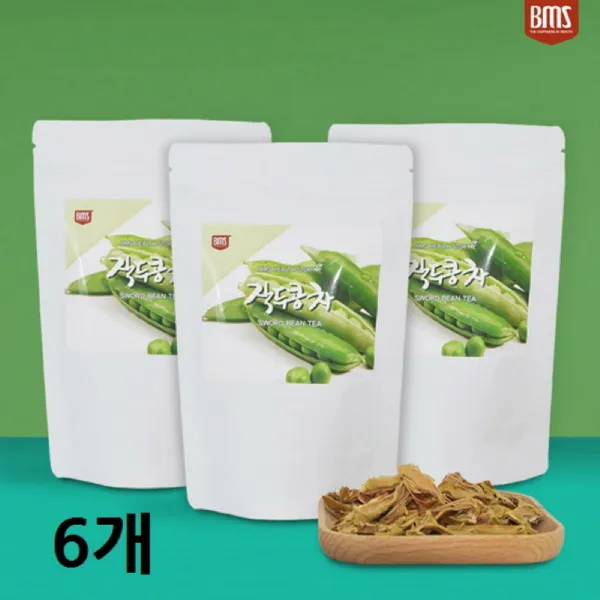 BMS 볶은 작두콩차 국산 작두콩 티백 물 워터 도두어린꼬투리 작두콩깍지 삼각티백 플라보노이드, 6봉, 50g