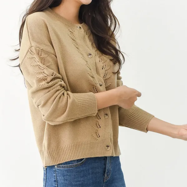 뉴다비치 럭셔리 국산 가을 여성 라운드넥 니트 가디건~기본핏 정장핏 오피스룩 캐쥬얼