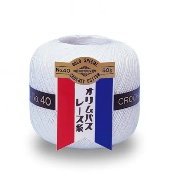 무 빠스 제 뜨개질 실 금 표 40 번 레이스 실 (흰색) 50g × 6 공 세트 ※, 단일상품