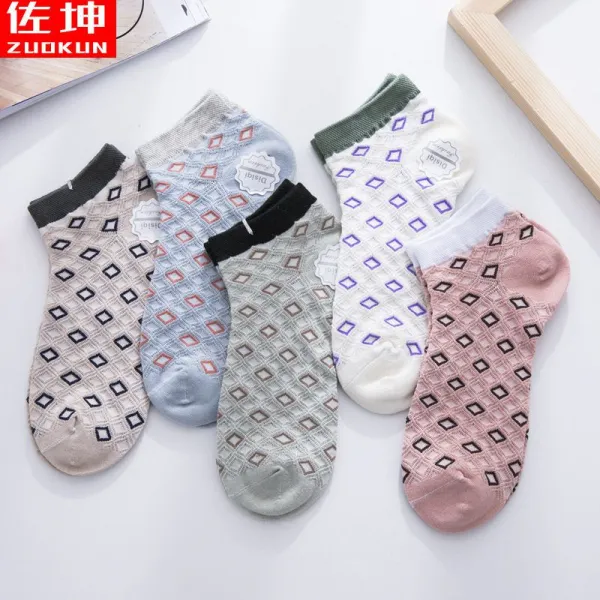 양말 남봄 여름 순면모 동그라미 두툼 추동류 단말 땀 흡수 운동 타월 면양말 여성 자카드 덧신 네모난덩어리