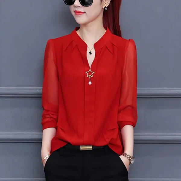 Kirahosi 유니크 2019 여성 예쁜 쉬폰 블라우스 상의 Bga1q64