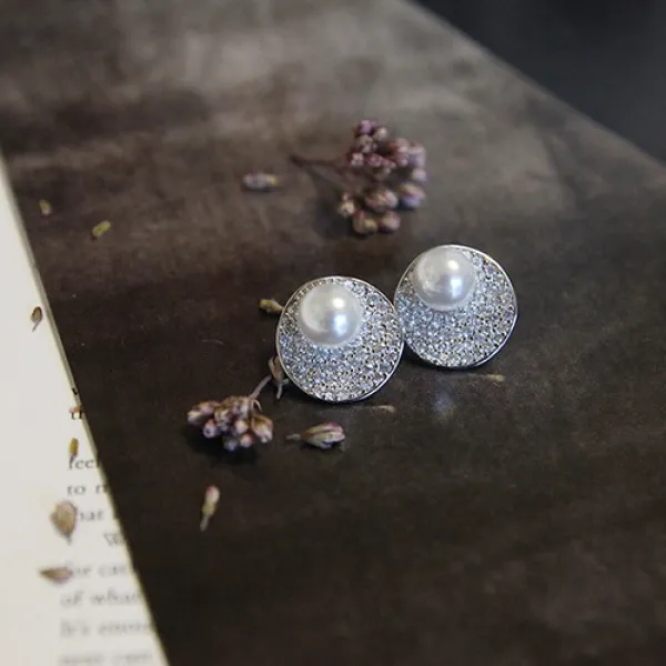 [바보사랑]제이로렌 M0862 CUBIC PEARL EARRING 큐빅 담수진주 실버 귀걸이