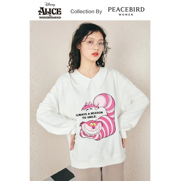 앨리스 연명 태평 새 위의의 여성 가짜 첨 넥 상의 긴팔