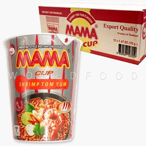 월드푸드 태국 컵라면 마마 컵 쉬림 똠냠 플레이버 똠양꿍라면 12개
