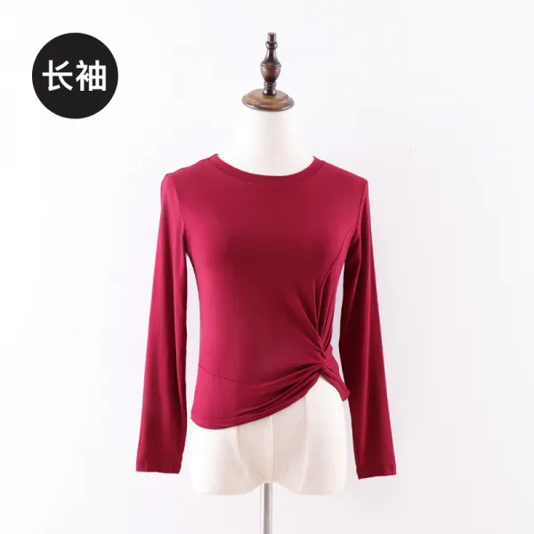 Mar.20 186번 댄스 트레이닝복 상의 모달 현대 무용의상 민속춤 중국 춤의상z Xl 긴팔 와인