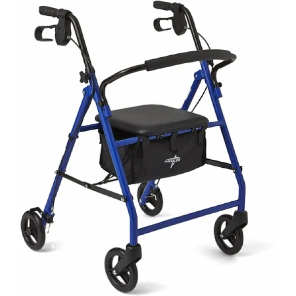 Medline 6 을 가진 강철 Foldable 성숙한 수송 Rollator 기동성 워커 파란 바퀴 PROD540000621, 상세 설명 참조0